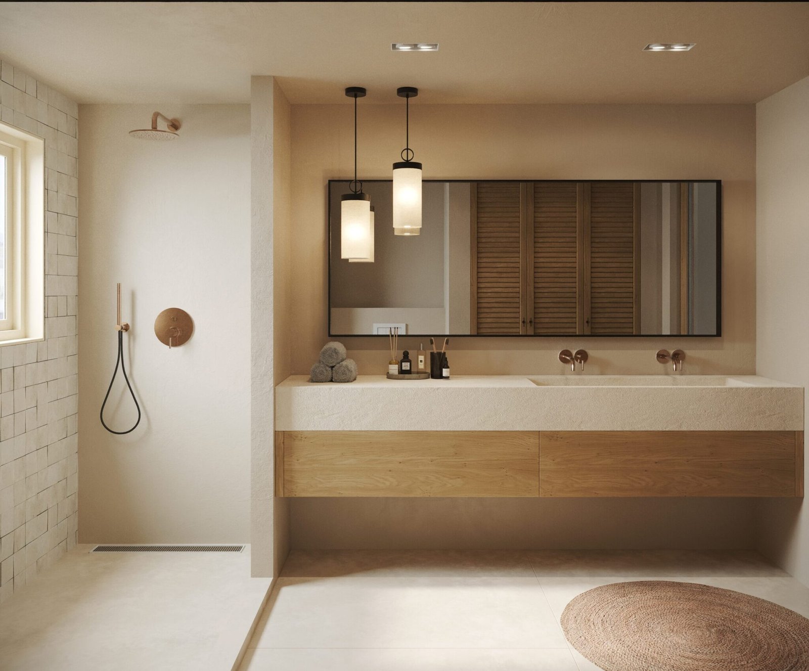 baño elegante con tonos sepia